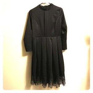 Large lace trim pleated dress